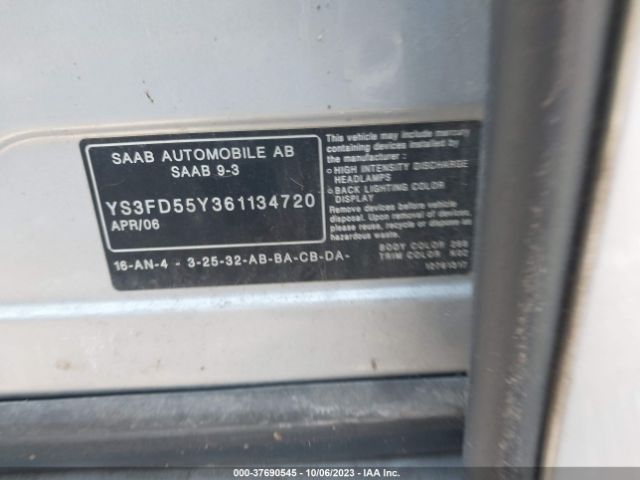 2006 SAAB 9-3 YS3FD55Y361134720 Photo 8