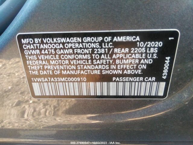 1VWSA7A33MC000910 Volkswagen Passat 2.0t Se