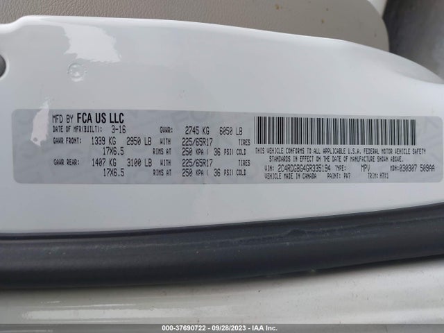 Dodge Grand Caravan Se 2016 2C4RDGBG4GR335194 Image 9
