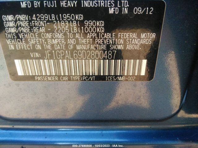 2013 SUBARU IMPREZA WAGON JF1GPAL69D2800487 Photo 8