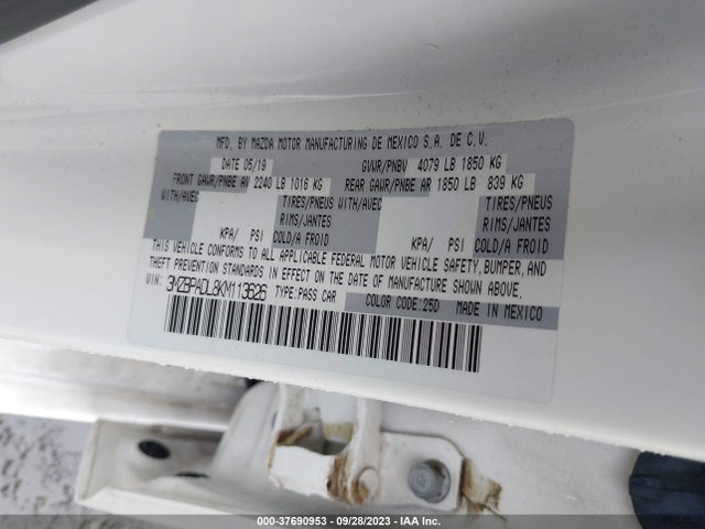 Mazda Mazda3 Sedan W/preferred Pkg 2019 3MZBPADL8KM113626 Image 9