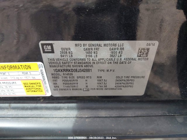 GMC ACADIA SLT 2014 1GKKRRKD0EJ342881 Image 9