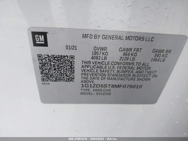 Chevrolet Malibu Fwd Lt 2021 1G1ZD5ST8MF075010 Image 9