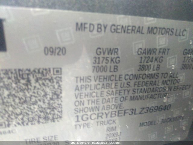 2020 CHEVROLET SILVERADO 1500 1GCRYBEF3LZ369640 Photo 8