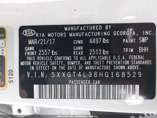 5XXGT4L38HG168529 KIA Optima Lx