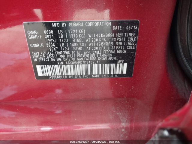 4S4WMARD7K3402041 Subaru Ascent Touring