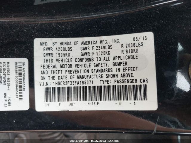 1HGCR2F33FA195371 Honda ACCORD LX