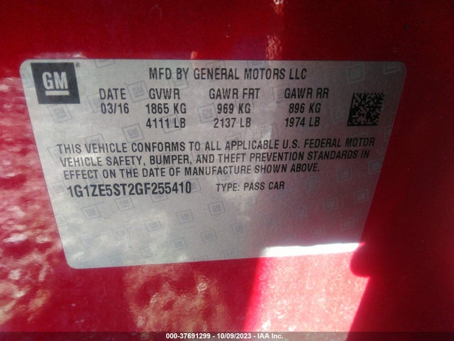 Chevrolet MALIBU LT 2016 1G1ZE5ST2GF255410 Image 9