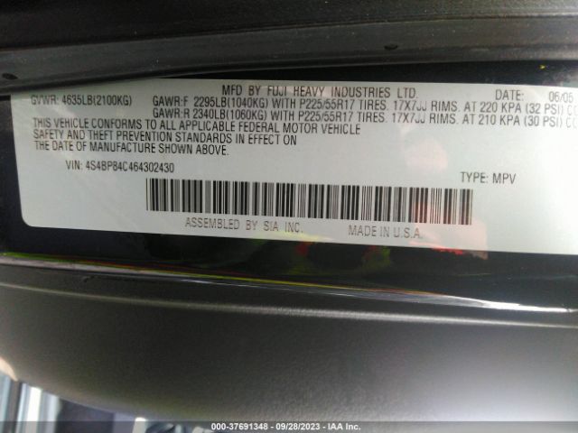2006 SUBARU OUTBACK 4S4BP84C464302430 Photo 8