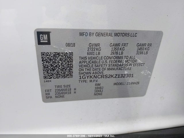 1GYKNCRS2KZ132301 Cadillac Xt5 Luxury Fwd