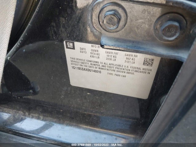 2013 CHEVROLET MALIBU 1LS VIN: 1G11B5SAXDU140016
