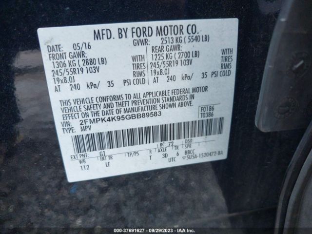 2FMPK4K95GBB89583 Ford Edge Titanium