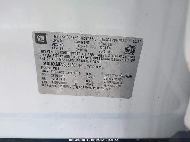 Chevrolet Equinox Premier 2018 2GNAXMEV8J6183692 Image 9