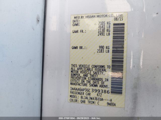 1N4AA6AP3GC399386 Nissan Maxima 3.5 Sv