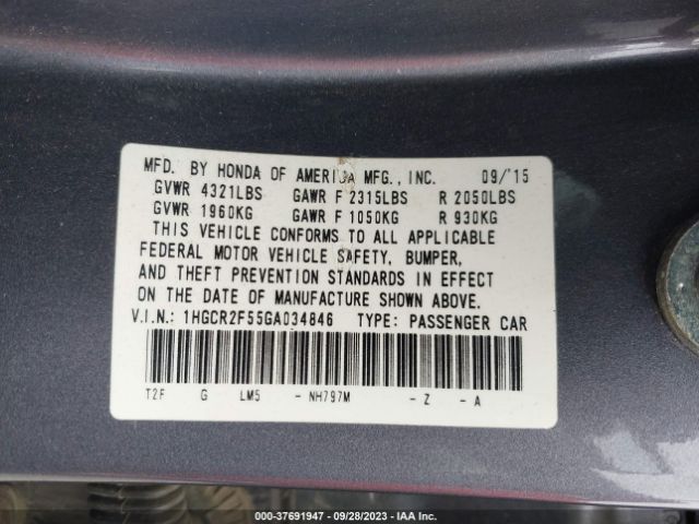 1HGCR2F55GA034846 Honda Accord Sedan Sport