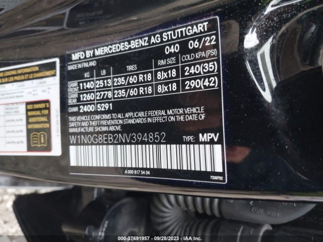 W1N0G8EB2NV394852 Mercedes-Benz Glc Glc 300