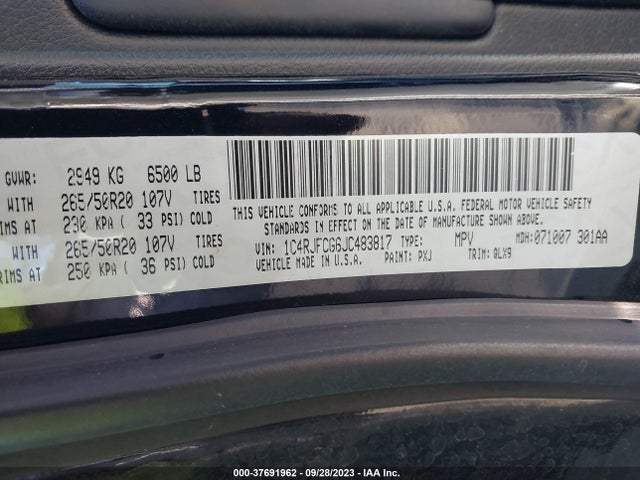1C4RJFCG6JC483817 Jeep Grand Cherokee High Altitude
