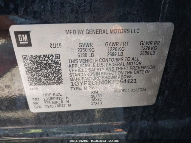 1GYFZCR40KF154421 Cadillac Xt4 Fwd Premium Luxury