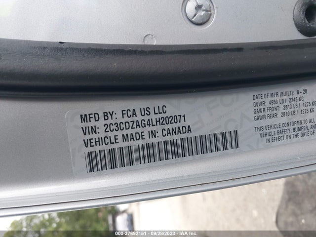 Dodge Challenger Sxt 2020 2C3CDZAG4LH202071 Image 9