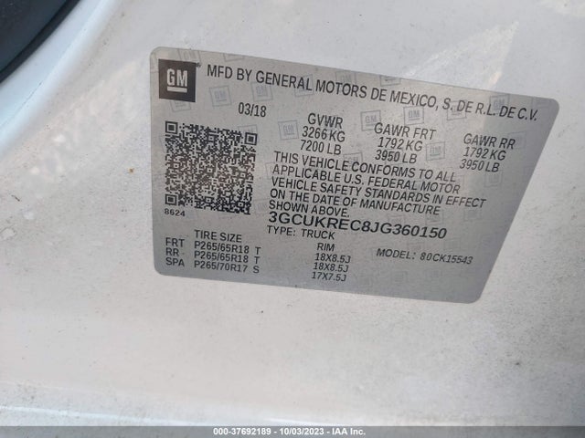 Chevrolet Silverado 1500 Lt 2018 3GCUKREC8JG360150 Image 9