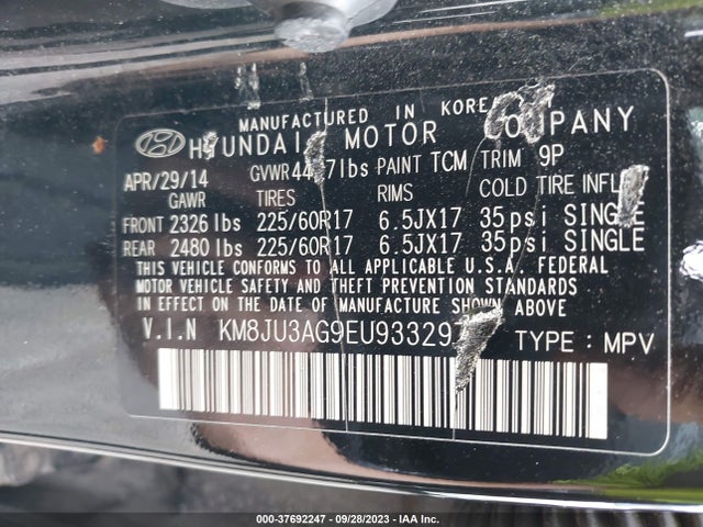 Hyundai TUCSON SE 2014 KM8JU3AG9EU933297 Image 9