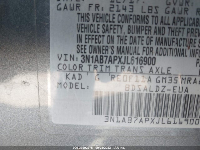 Nissan SENTRA SV 2018 3N1AB7APXJL616900 Image 9