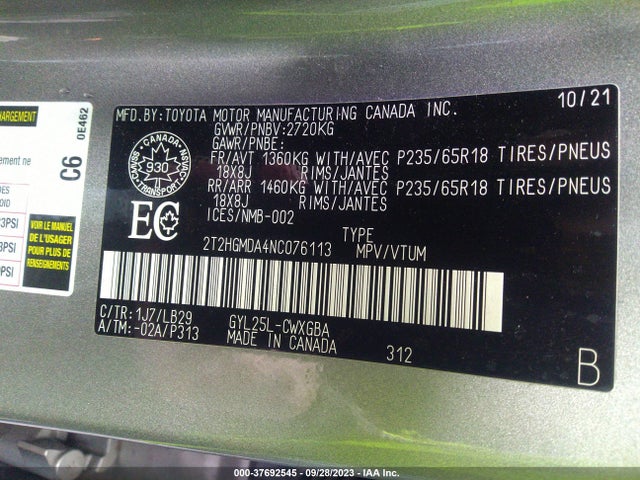 2T2HGMDA4NC076113 Lexus Rx Rx 450h