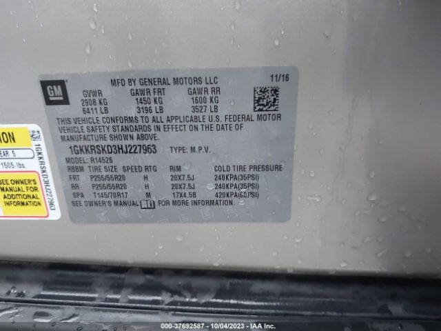 1GKKRSKD3HJ227963 GMC Acadia Limited Limited