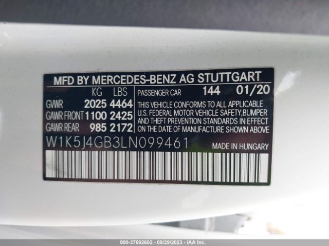 W1K5J4GB3LN099461 Mercedes-Benz Cla Cla 250