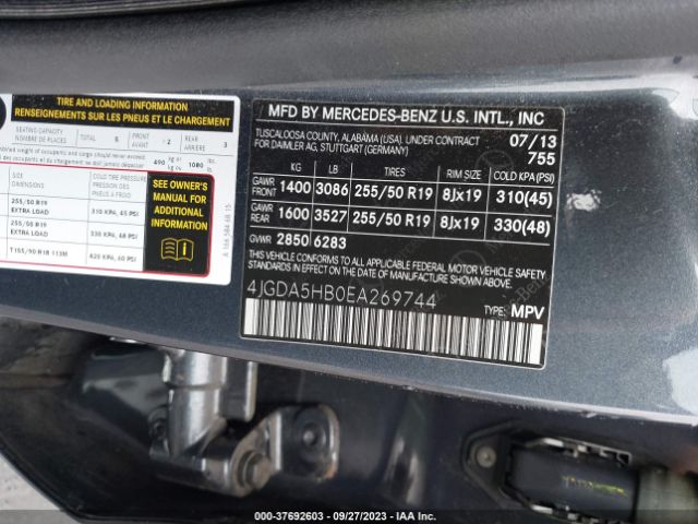 4JGDA5HB0EA269744 Mercedes-Benz M-class Ml 350