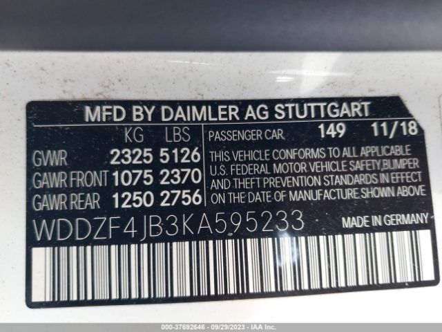 WDDZF4JB3KA595233 Mercedes-Benz E-class E 300