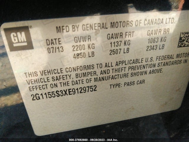 Chevrolet IMPALA LTZ 2014 2G1155S3XE9129752 Image 9
