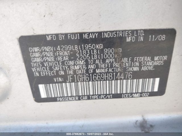 2009 SUBARU IMPREZA WAGON JF1GH61669H814476 Photo 8