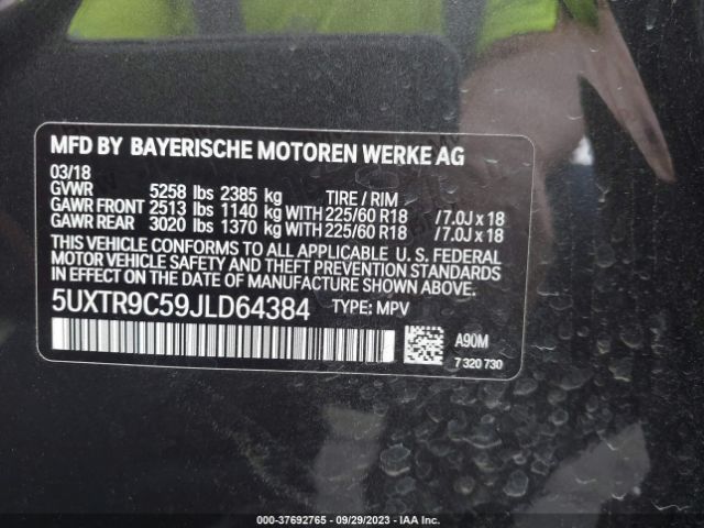 5UXTR9C59JLD64384 BMW X3 Xdrive30i