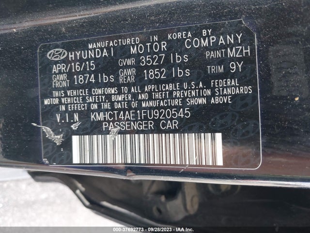 Hyundai ACCENT GLS 2015 KMHCT4AE1FU920545 Image 10
