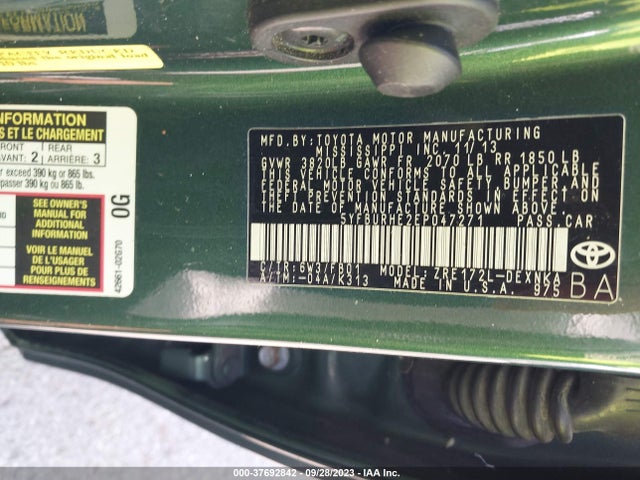 Toyota Corolla L/le/s/s Plus/le Plus 2014 5YFBURHE2EP047271 Image 9