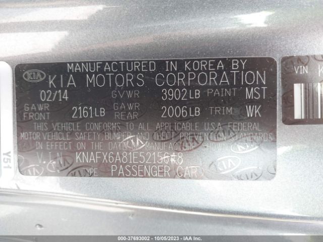 KNAFX6A81E5215648 KIA Forte Koup Ex