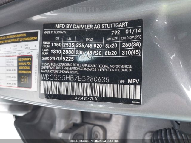WDCGG5HB7EG280635 Mercedes-Benz Glk-class Glk 350