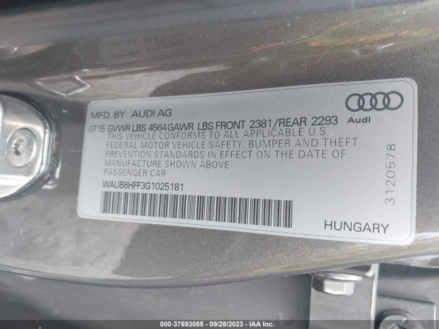 WAUB8HFF3G1025181 Audi A3 2.0t Premium