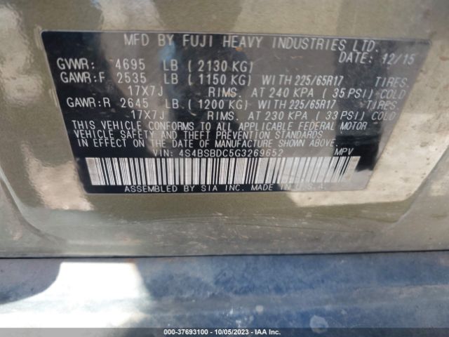 4S4BSBDC5G3269652 Subaru Outback 2.5i Premium