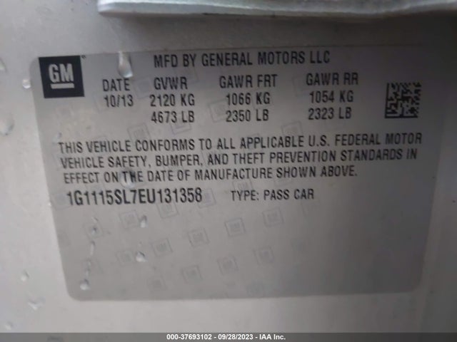 Chevrolet IMPALA LT 2014 1G1115SL7EU131358 Image 9