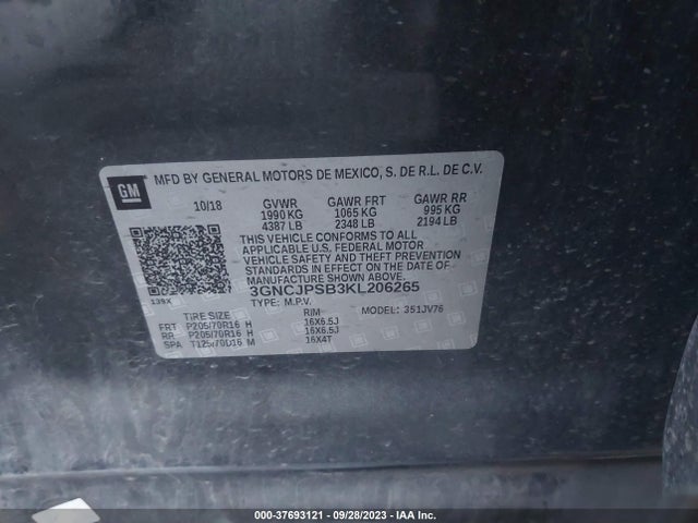 Chevrolet Trax Lt 2019 3GNCJPSB3KL206265 Image 9