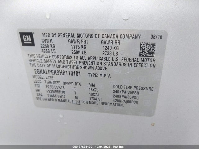 GMC Terrain Slt 2017 2GKALPEK9H6110101 Image 9