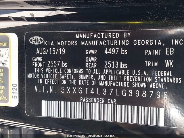 KIA Optima Lx 2020 5XXGT4L37LG398796 Image 9