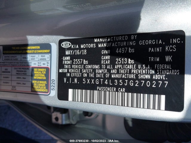 KIA Optima Lx 2018 5XXGT4L35JG270277 Image 9