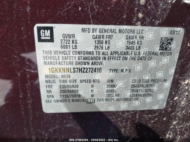 1GKKNNLS7HZ272416 GMC ACADIA SLT