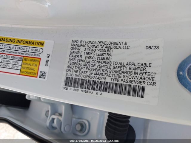 1HGCY2F88PA042775 Honda Accord Hybrid Touring