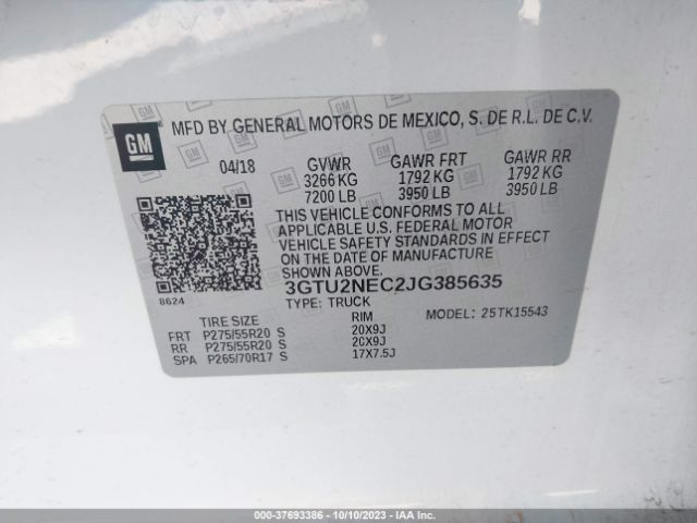 3GTU2NEC2JG385635 GMC Sierra 1500 Slt