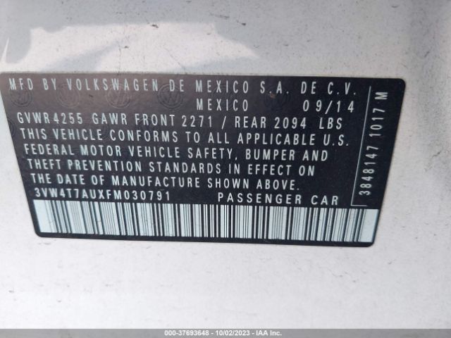 3VW4T7AUXFM030791 Volkswagen Golf Gti Se