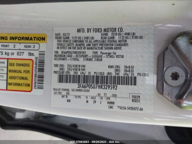 3FA6P0SU7HR329592 Ford Fusion Energi Titanium/platinum